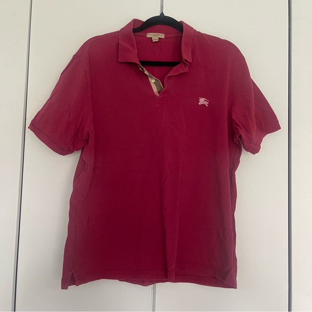Burberry Men's Red Polo Shirt with Icon Logo